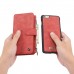 iPhone 6 6s 4.7 - CaseMe Vintage 2 in 1 Genuine Leather Flip Zipper Wallet Protective Cover Case - Red